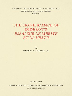cover image of The Significance of Diderot's Essai sur le mérite et la vertu